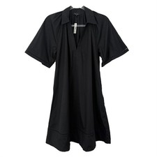 MADEWELL Poplin Splitneck Mini Shirtdress M Jet Black Cotton Easy Fit NWT B40