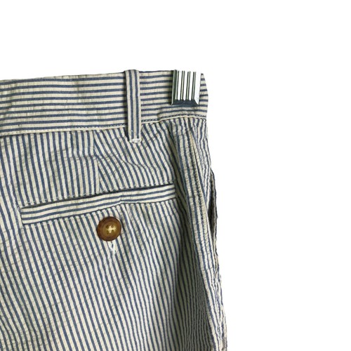 Crewcuts Pants Boys Size 4 White Seersucker Stripe Slate Blue Button Pocket - Picture 5 of 7