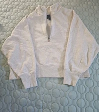 AYR Sweatshirt Women's Small Beige Quarter Zip Pullover Stand Collar