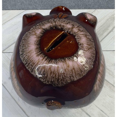 Vintage 1957 Hull Pottery HP CO Corky Pig Ceramic Piggy Bank 4.5" Pink Brown - Picture 7 of 9