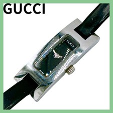 GUCCI 3900L SS / Leather Quartz Black Watch Women's From Japan