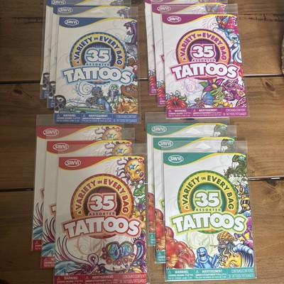 12 Packs 35 Assorted Tattoos In Each by SAVVI: 420 Tattoos Total NEW
