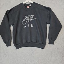 Vintage Nike Air Crewneck Sweatshirt Black Made In USA 90s Embroidered Big Logo
