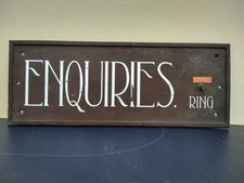 Art Nouveau "ENQUIRIES" Bronze Antique Plaque Architectural Salvage 