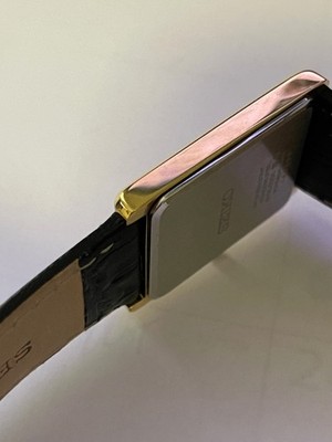 Seiko Men's Watch 4N30-00G0 Quartz Tank White Dial Gold Black