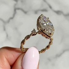 2.25 Ct IGI Marquise VS1 Lab Grown Diamond Women Engagement Ring 14K Yellow Gold