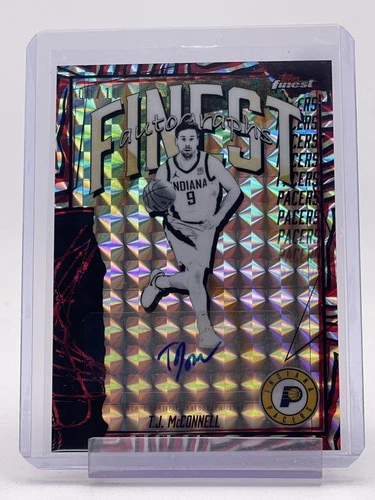T.J. MCCONNELL 2025-26 TOPPS FINEST RED BLACK GEO AUTO /10 #FAU-TM PACERS Q3893