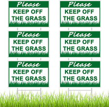 6 Pcs Please Keep off Grass Sign Double Sided Plastic Lawn Garden Sign with 6...