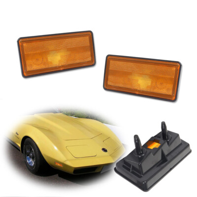Front Side Marker Lights For 1974-1979 Chevy Corvette C3 Amber LH & RH Set of 2