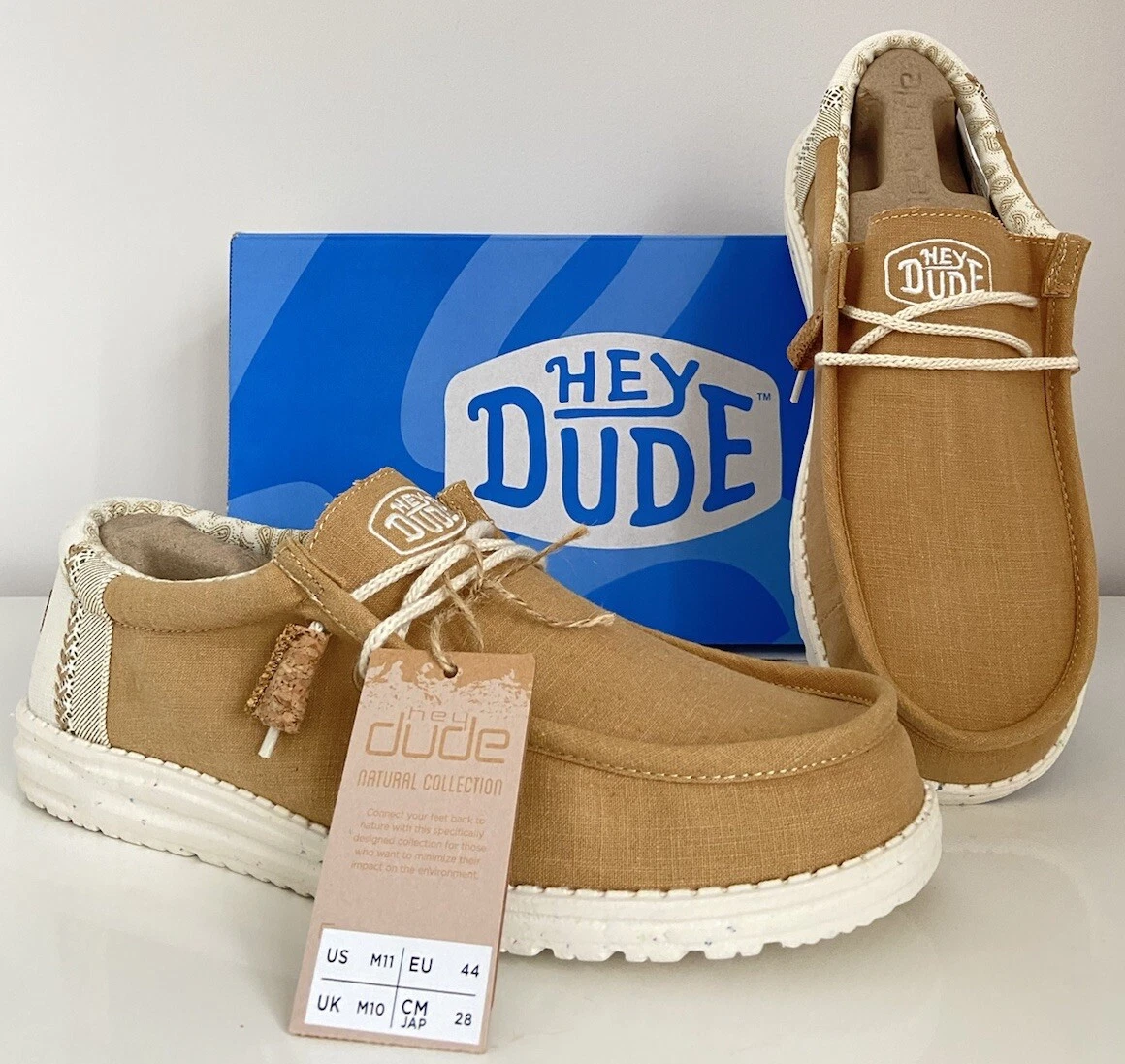 Hey Dude Wally Break Stitch Ocra Slip On Shoes Loafers Jasper Sizes 7 UK, 41 EUR