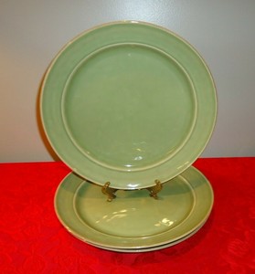 3 Pottery Barn Portugal Cambria Mint Green Dinner Plates 11 3 4