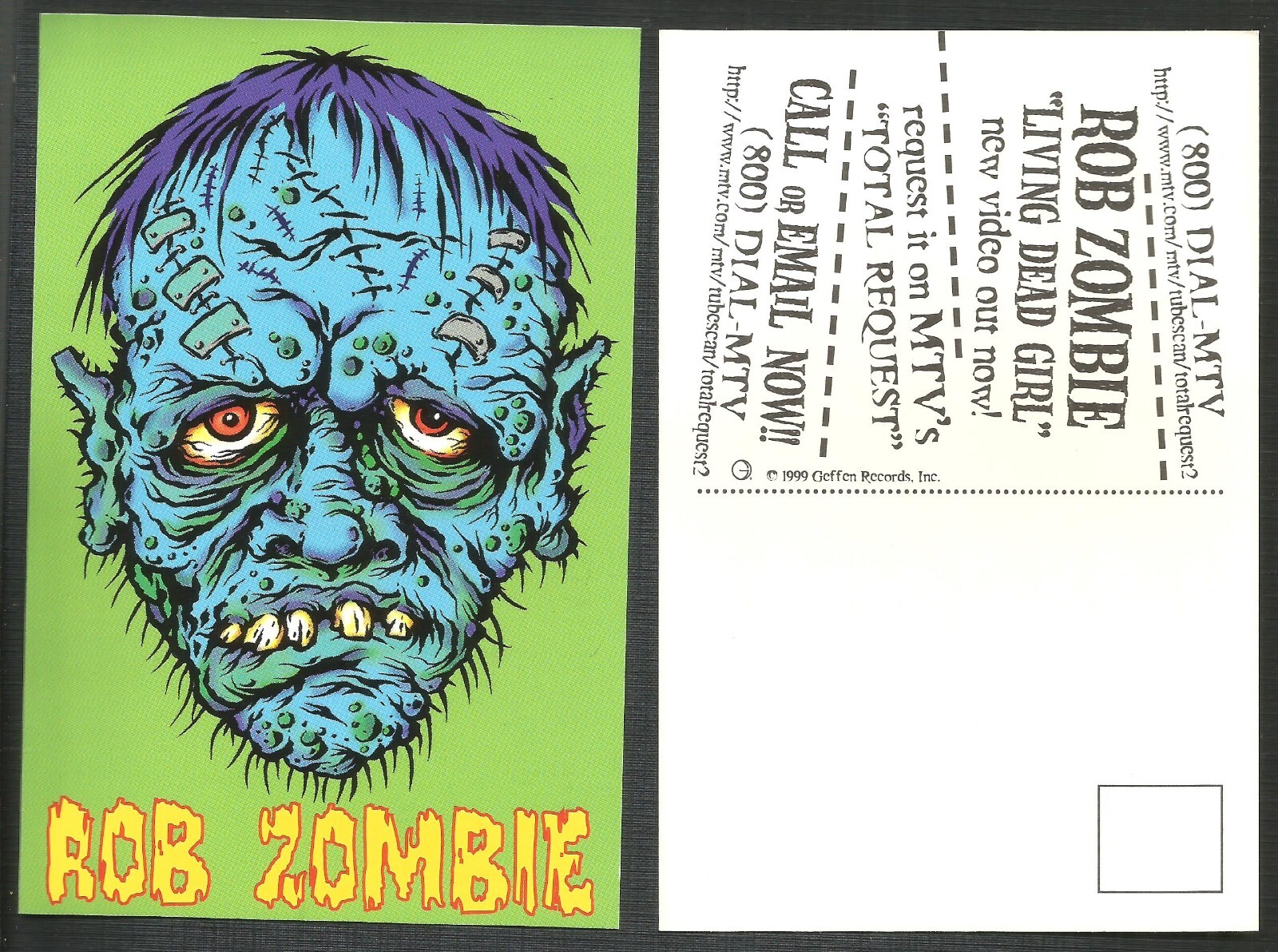 White Rob Zombie 1999 Vintage Promo Postcard Set of 2 for American Made CD 4x6