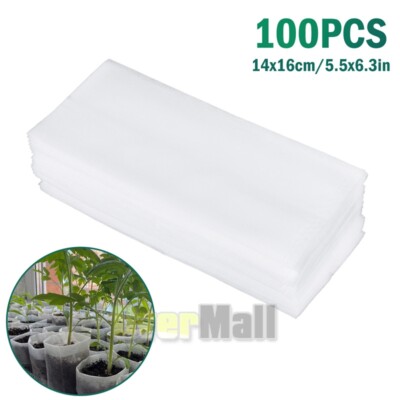 100/200pcs Seed Nursery Bags Non-Woven Plants Grow Bags Home Garden Supply White