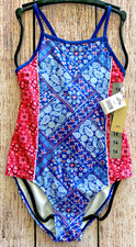 Girls Sz 14 One Piece Swimsuit Wallflower Floral/Paisley NWT
