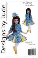 Flirty Dress Doll Clothes Sewing Pattern for 12" Senson Dolls