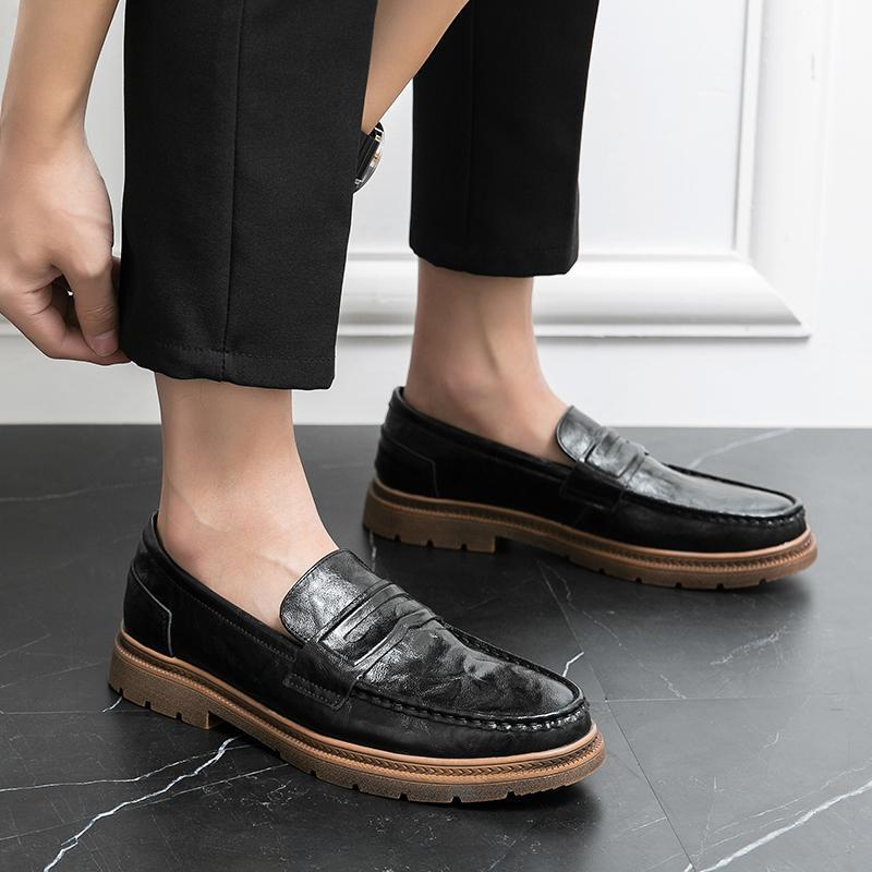 SAOLA Abito da uomo business leisure pump creeper punta rotonda britannica scarpe pull on Oxford