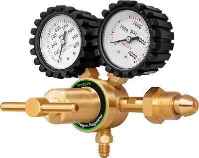 VIVOSUN Brass Nitrogen Regulator w/ CGA580 Inlet & 7/16'' UNF Outlet 800PSI