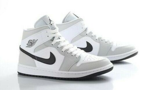 Nike WMNS Air Jordan 1 Mid Grey Fog White Black BQ6472-015 Women US 7 - 12