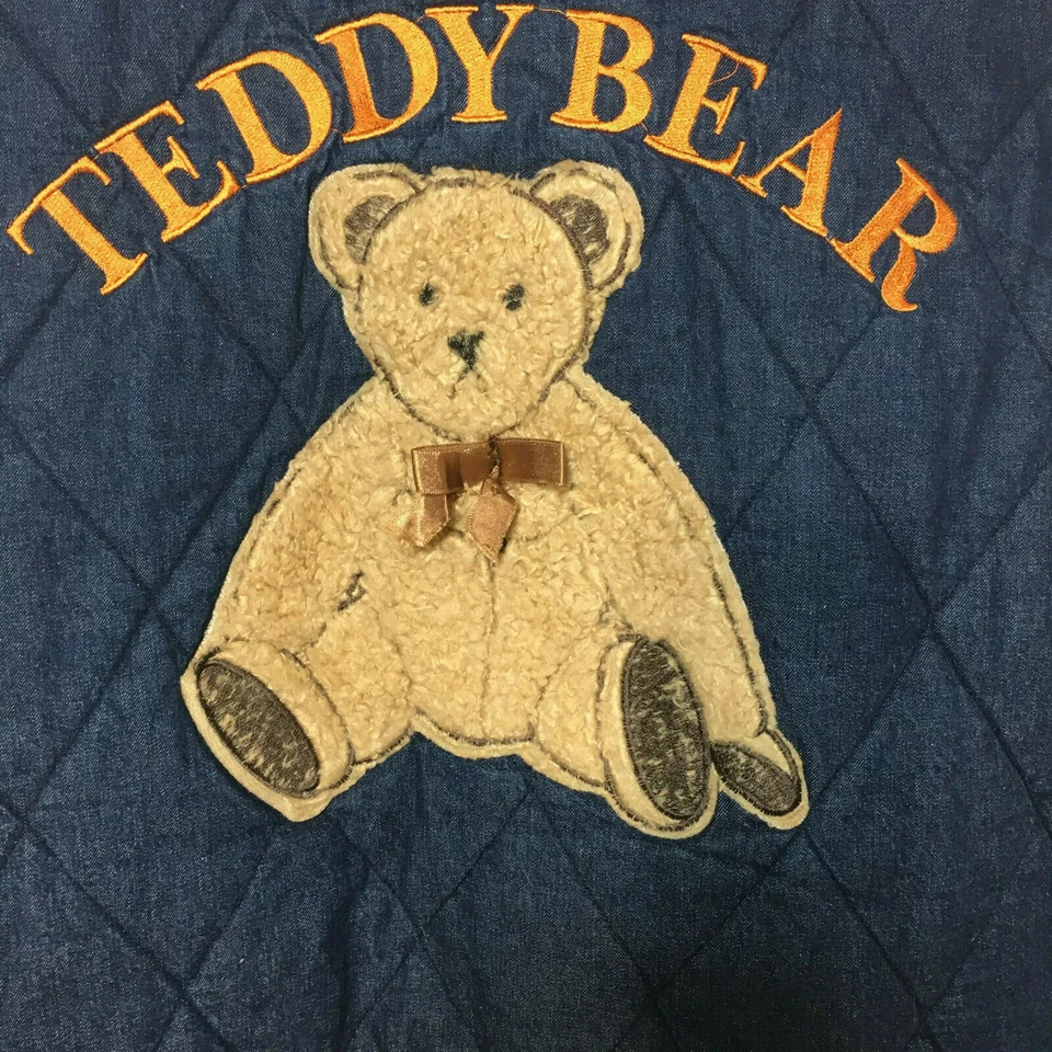 Синий джинсовый стеганый жилет плюшевый медведь винтажный США Gitano гарантированный женский размер L - Изображение 4 из 4