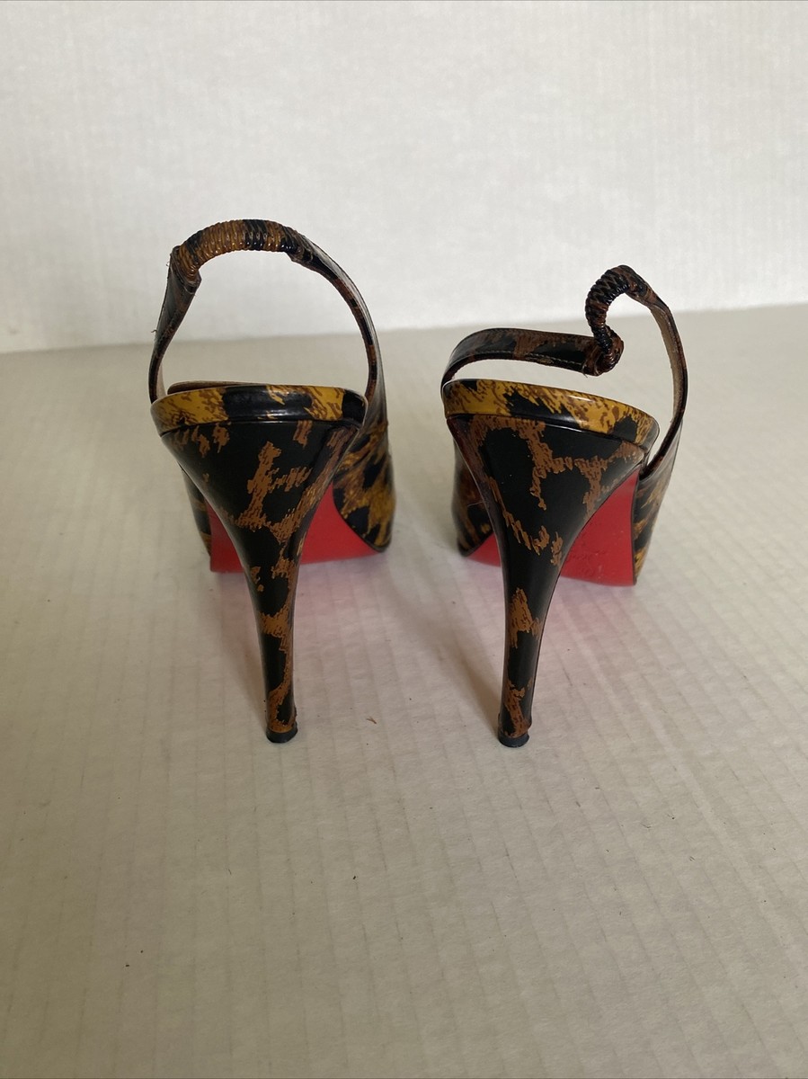 Christian Louboutin Sling Back Peep Toe Cheetah Leopard