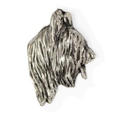 Briard, Berger de Brie  - Versilberte Hundebrosche, elegante Anstecknadel, Jacke