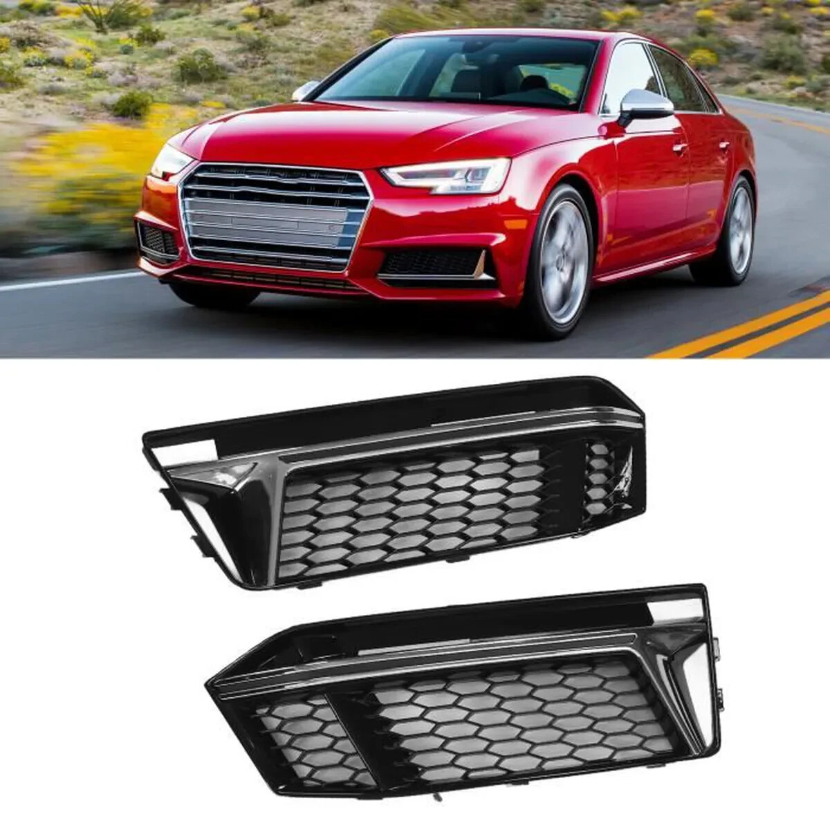 Grille antibrouillard avant 8W0 807 681 F pour S4 en ABS noir