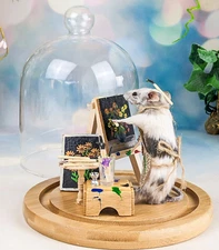 Painter Mouse Dome Display Collectible Taxidermy Oddities Curiosities decor gift