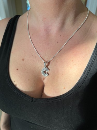 Moissanite Gothic Small Initial Letter 925 Silver / Gold Pendant Iced Necklace - Picture 15 of 24