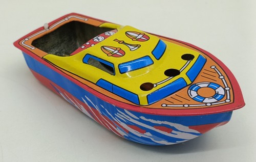 tinplate tin plated toy ship candle boat speedboat antique classic MF418 - Picture 2 of 9