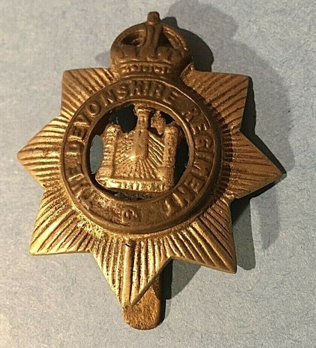 Insignia de gorra vintage de la Segunda Guerra Mundial Gran Bretaña, el regimiento de Devonshire - Imagen 2 de 7