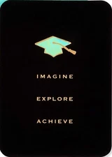 Papyrus IMAGINE EXPLORE ACHIEVE on Black Velvet Graduation Greeting Card