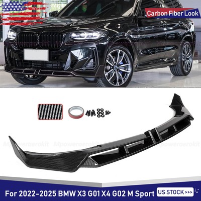 For 2022-2025 BMW G01 X3 G02 X4 LCI M Sport Carbon Fiber Look Front Bumper Lip