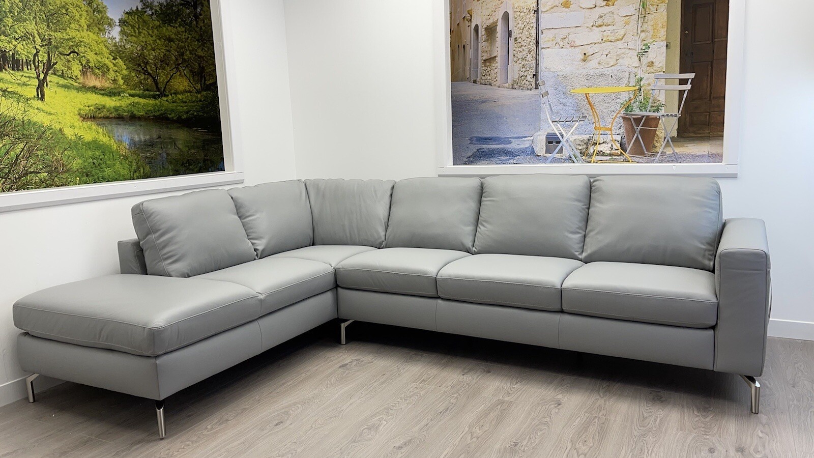 Natuzzi Editions Sollievo B845 DESIGNERGrey LEATHER Corner Suite New