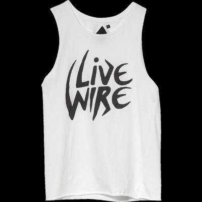 THRILLS Co LIVE WIRE Muscle TANK TOP t SHIRT White HEAVY METAL acdc WOMEN size M