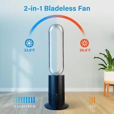 34 Inch Bladeless Tower Fan with Remove Heater and Fan Combo for Home Bedroom