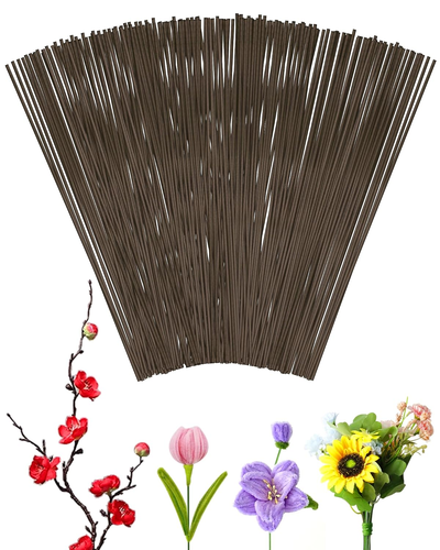 100 PCS 18 Gauge Brown Floral Wire Stems for Artificial Flower Making,Florist W