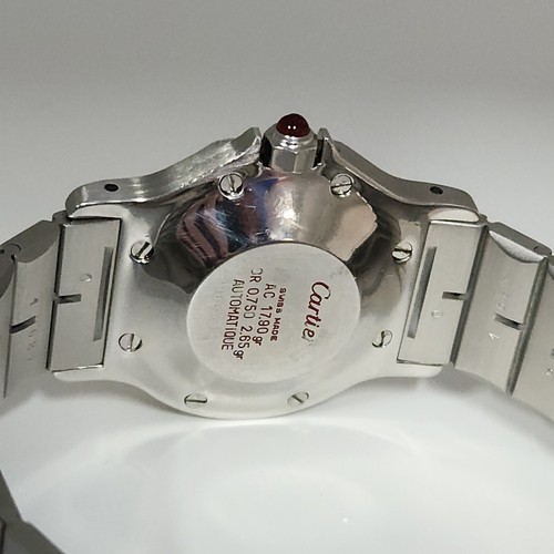Vintage Cartier Contagon Santos zweifarbiges rotes Zifferblatt Uhr - Bild 12 von 19