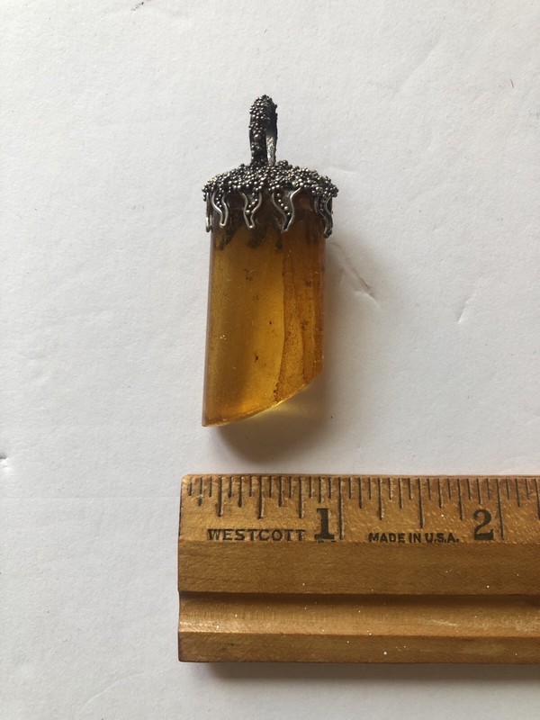 Vintage Faux Amber Renaissance Fantasy Pendant 
