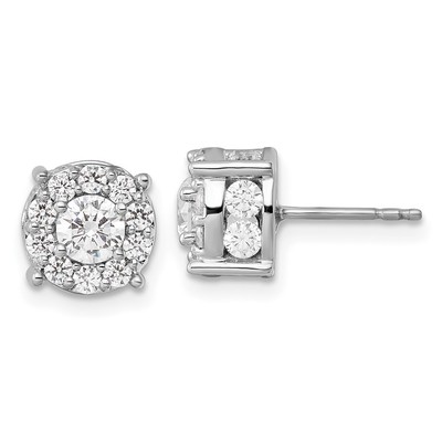 Ausgefallene Ohrstecker 10 kt Weißgold 2 kt Rundschliff im Labor gezüchteter Diamant VS/SI + G +