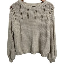 American Eagle Oatmeal Color Sweater Full Sleeves Varied Knit Women's Size Small