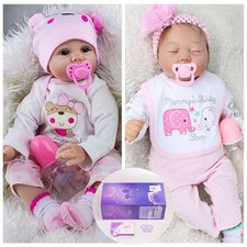 22'' Realistic Twins Reborn Baby Dolls Vinyl Silicone Lifelike Newborn Girl Doll
