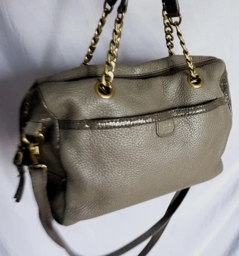 BORSA A TRACOLLA FOSSIL GRIGIO PELLE CIOTTOLATA VERNICE