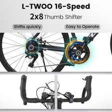 700C Road Bike 16 Speed Outdoor Racing Bike Disc Brakes Aluminum Frame Drop Bar 4