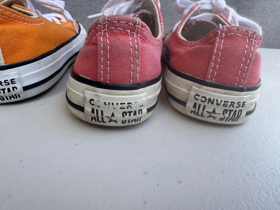 Lote (2) Zapatos Converse All Star Juveniles Talla 12 Naranja Rosa Usados Foto 4 de 4