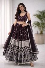 Maroon Sequin Zari Embroidery Work Lehenga Choli