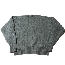 Vintage 90s Polo Ralph Lauren Scottish Yarn Wool Cable Knit Fisherman Sweater XL