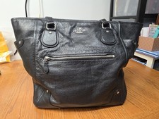 Coach Mickey Black Pebbled Leather Double Handles Zipper Tote Bag- MSRP 489