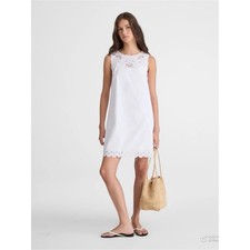 Madewell Small White Embroidered Mini Shift Dress in Poplin NWT Cotton Summer