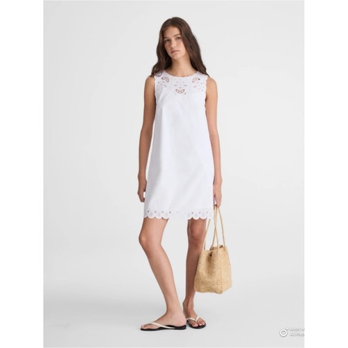 Madewell Small White Embroidered Mini Shift Dress in Poplin NWT Cotton Summer