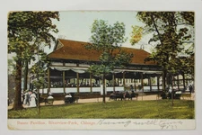 1907 Dance Pavilion Riverview Park Chicago IL Posted "Blowing Sweet Tunes" PC